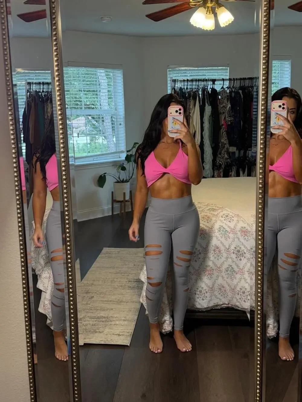 Alo Yoga Grey Cutout Leggings High Rise Gym Yoga Athleisure Pants XS